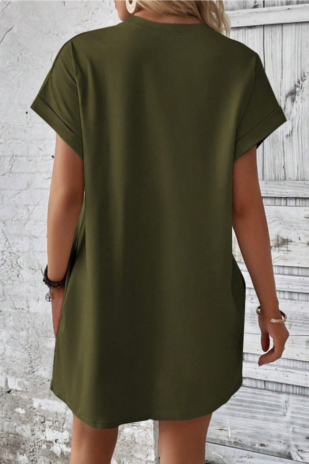 Pocketed Round Neck Short Sleeve Dress Coco’s Tee Boutique