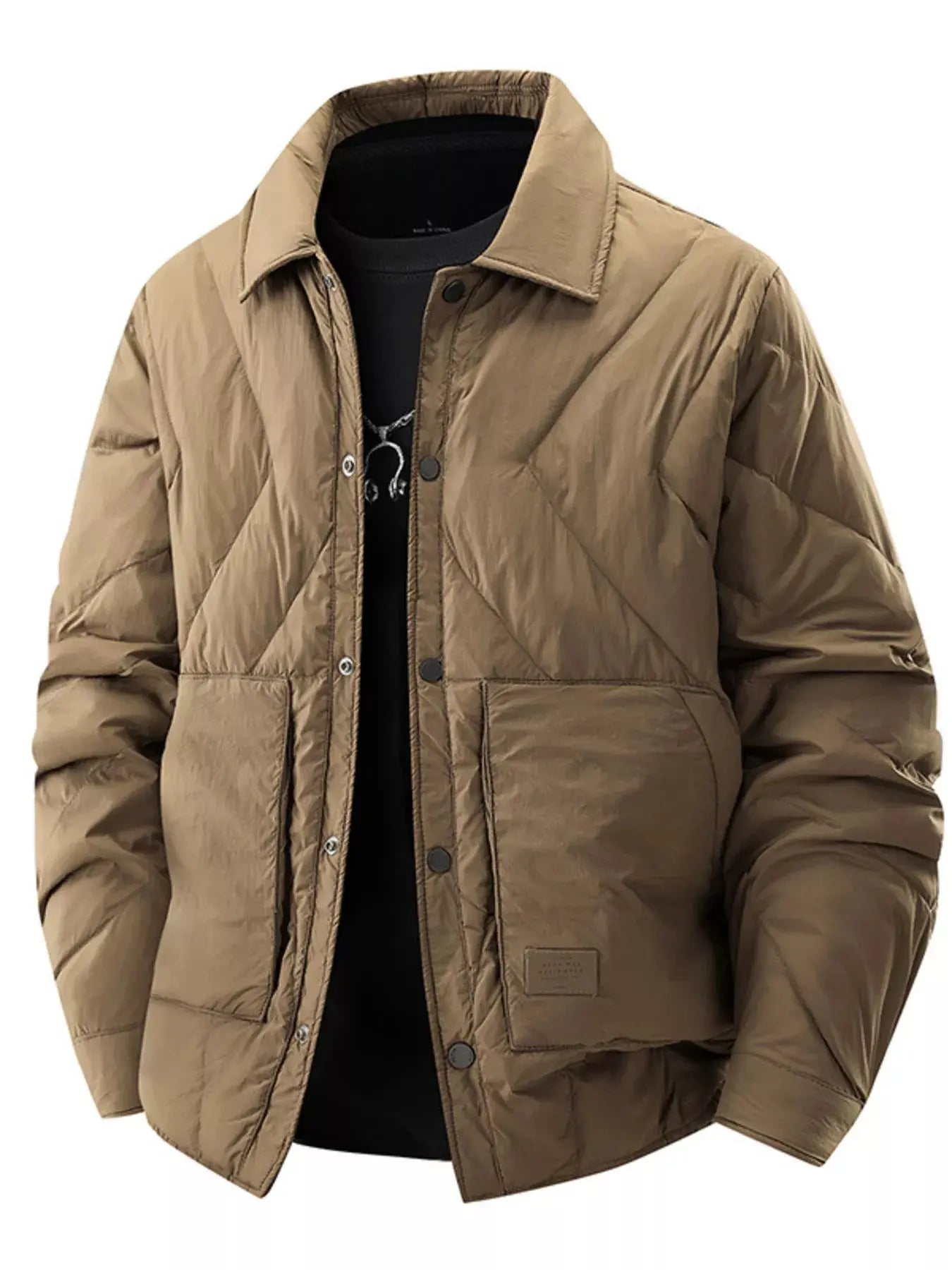 Men's Plus Size Quilted Padded Snap Down Jacket Simply Love