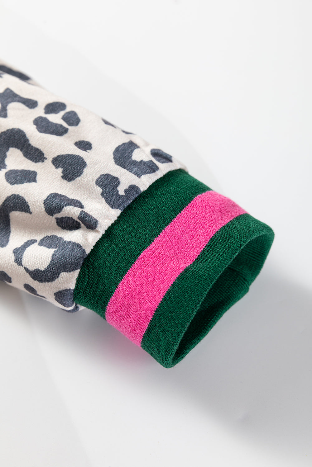 Gray Leopard Print V Neck Long Sleeve Top Patchwork Drawstring Pant Set Dear-Lover Dropshipping