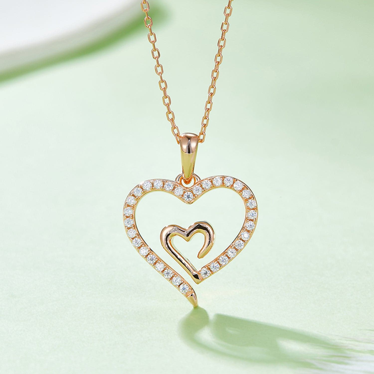 Moissanite 925 Sterling Silver Heart Pendant Necklace.