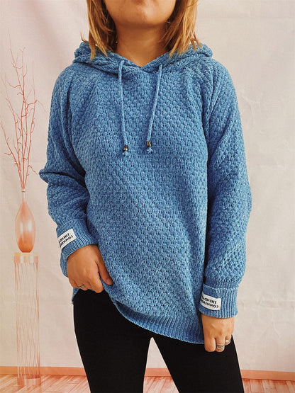 Drawstring Long Sleeve  Hooded Sweater.