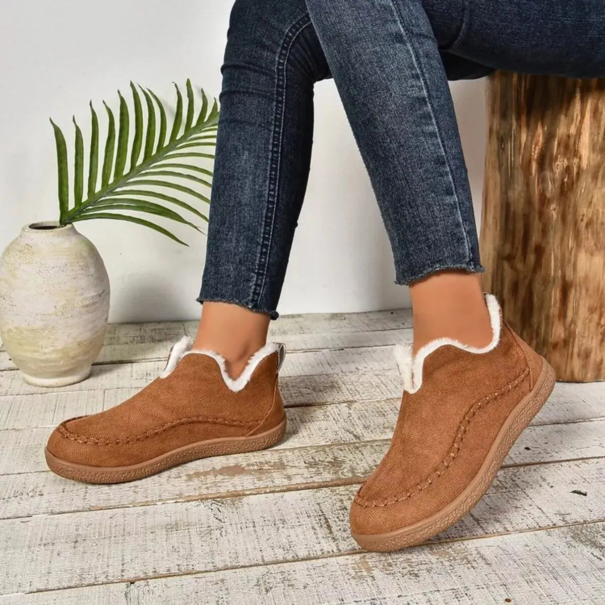 Round Toe Sherpa-Lined Slip-Ons Simply Love