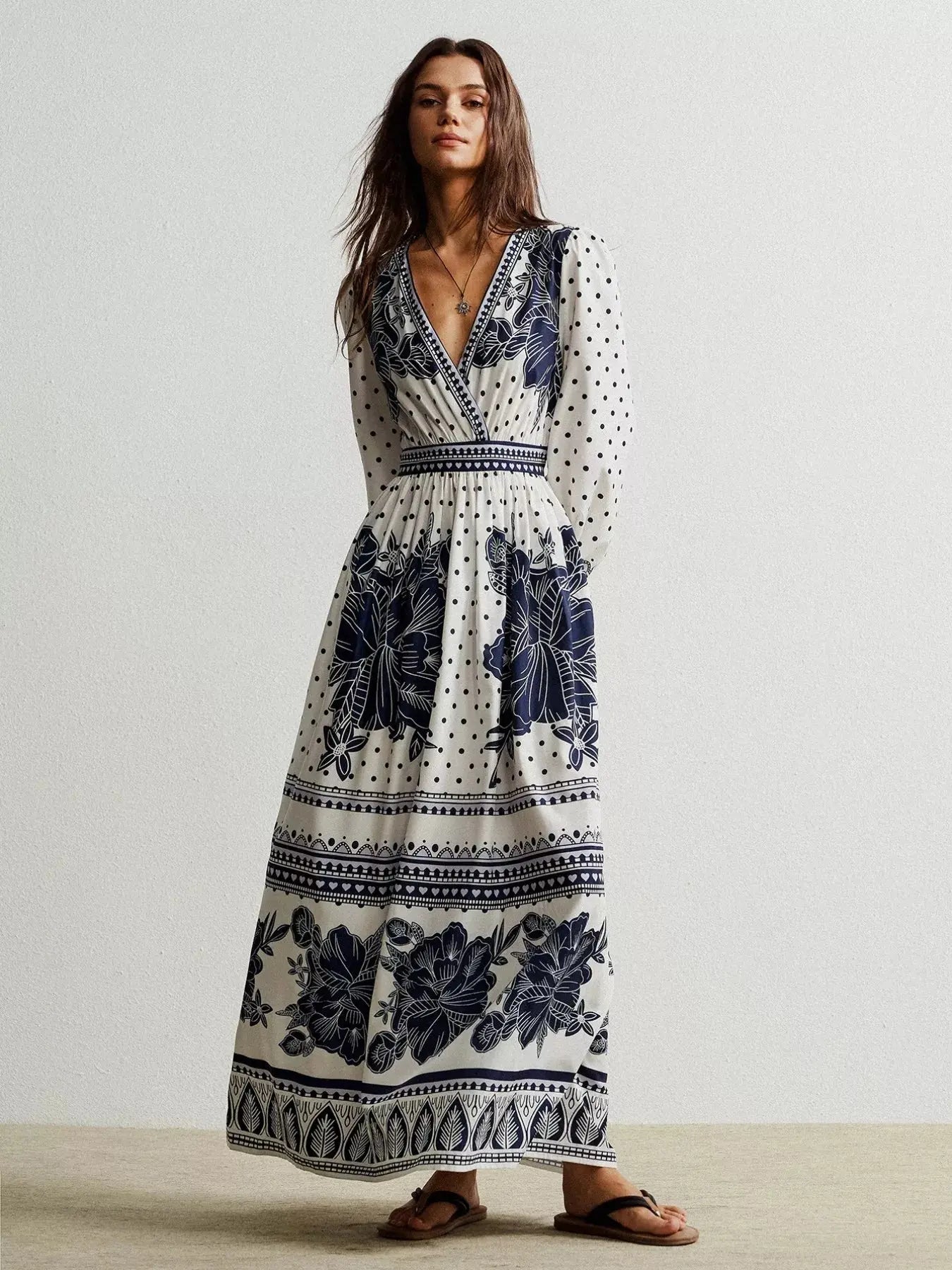 Floral Print Long Sleeve Maxi Dress Simply Love