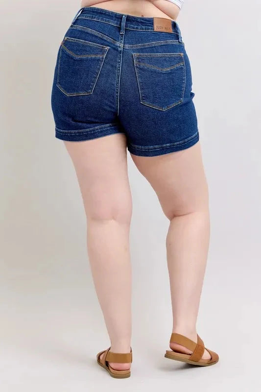 Judy Blue Full Size High Waist Tummy Control Denim Shorts Plus Size Coco’s Tee Boutique