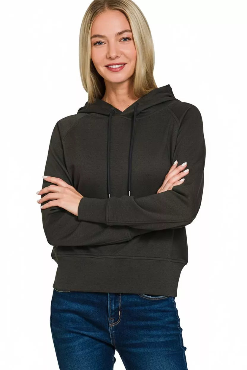 Zenana Drawstring Scuba Hoodie Simply Love
