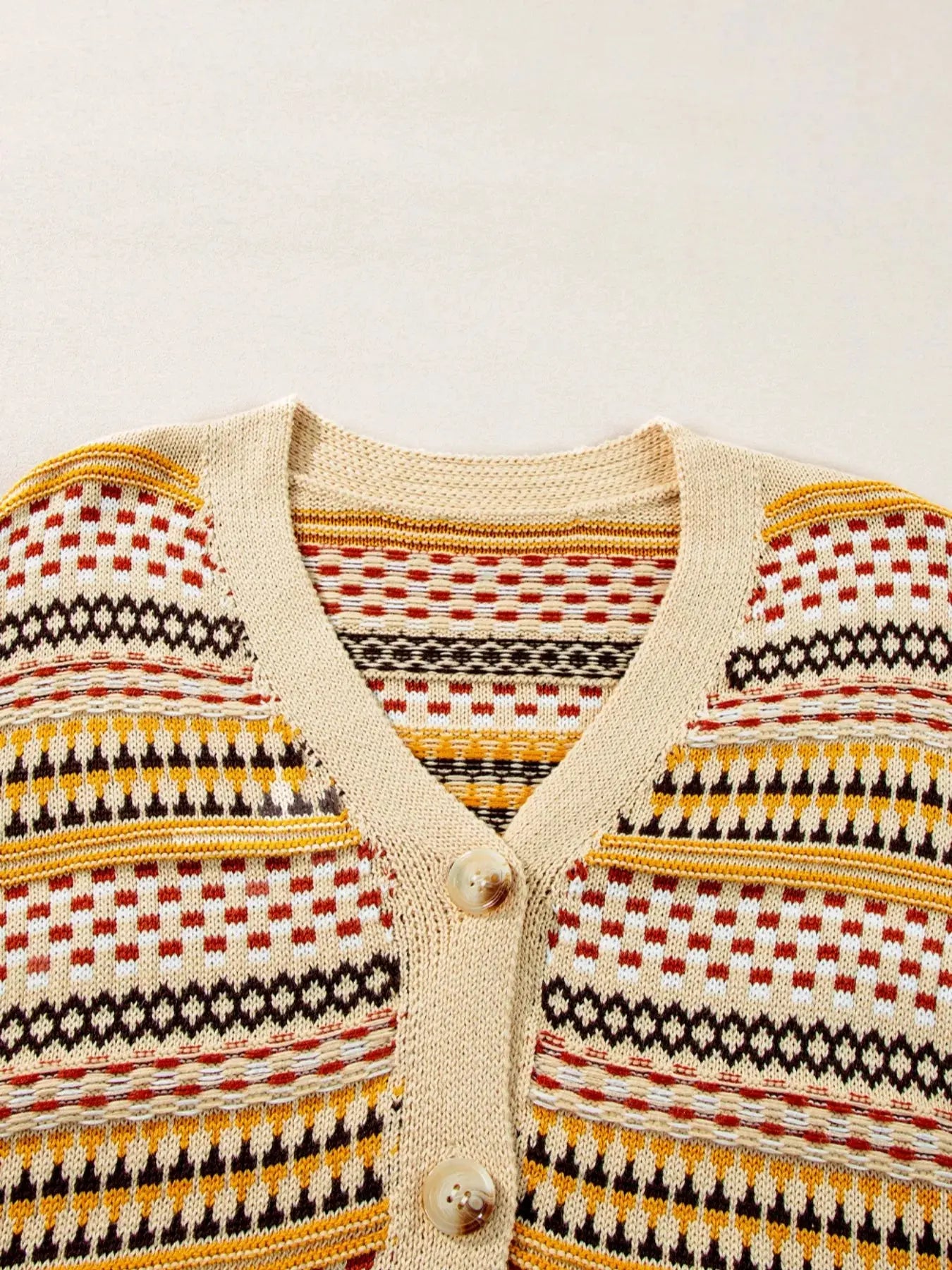 Vintage Patterned Button-Down Cardigan Simply Love