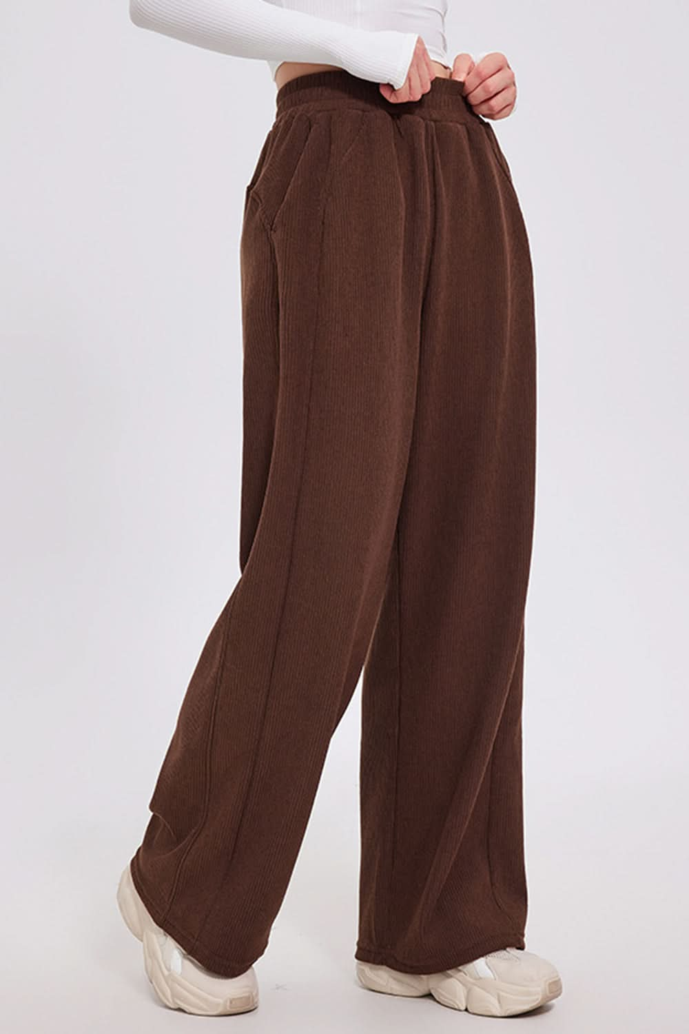 Essential Comfort Wide Leg Pants with Elastic Waistband