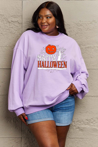 Simply Love Full Size HAPPY HALLOWEEN Graphic Sweatshirt.