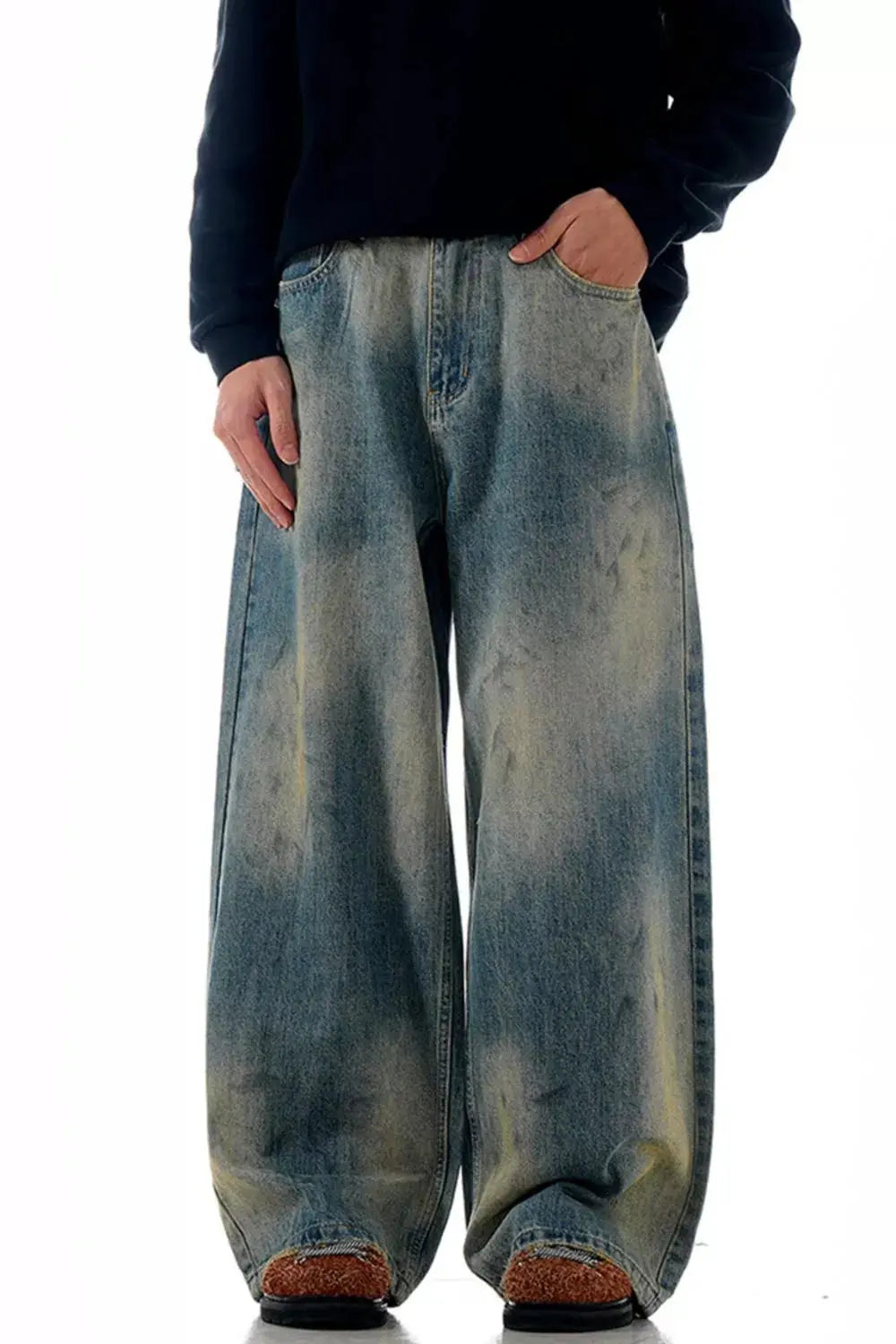 Men's Vintage Wash Wide Leg Jeans Simply Love