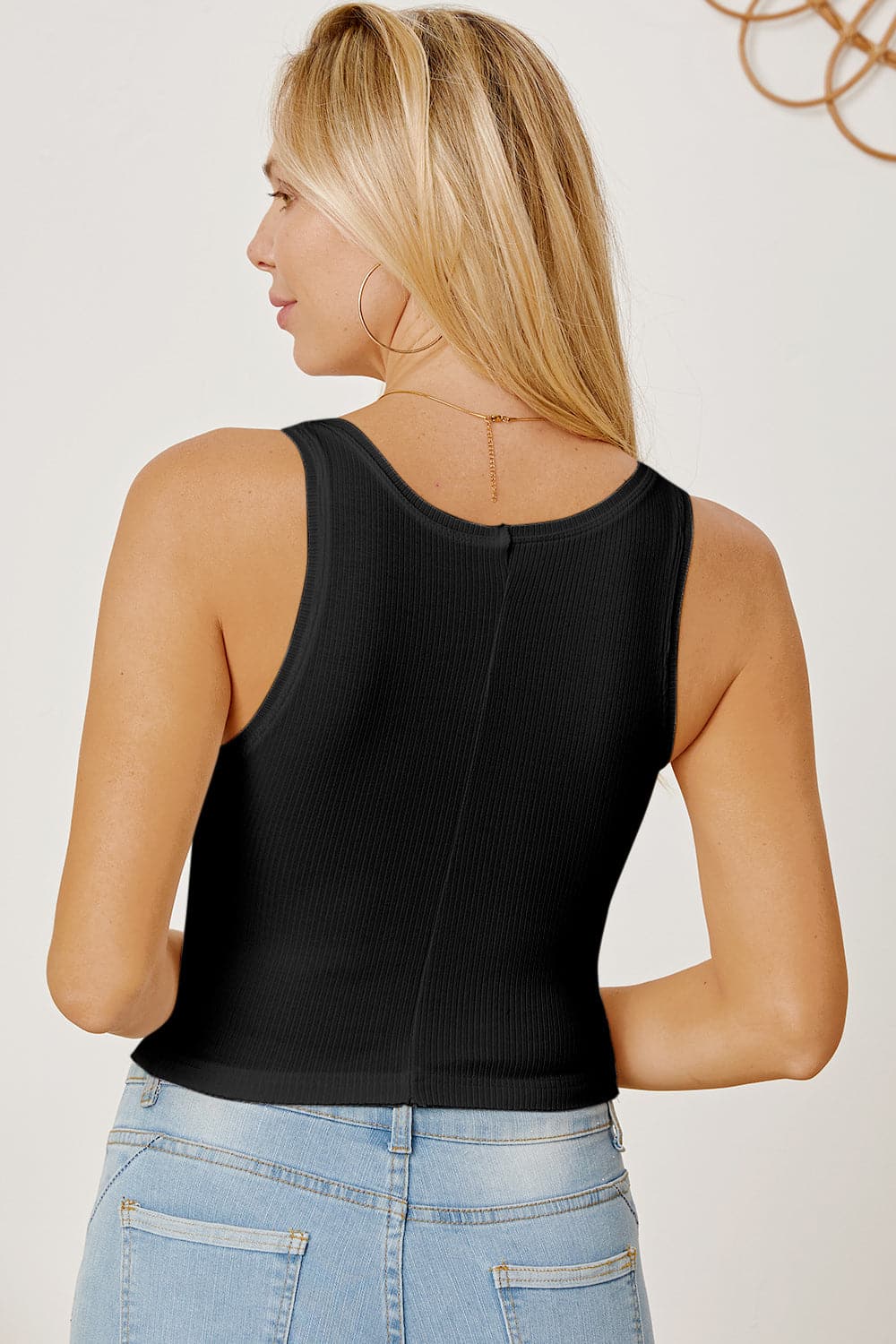 Square Neck Wide Strap Tank.