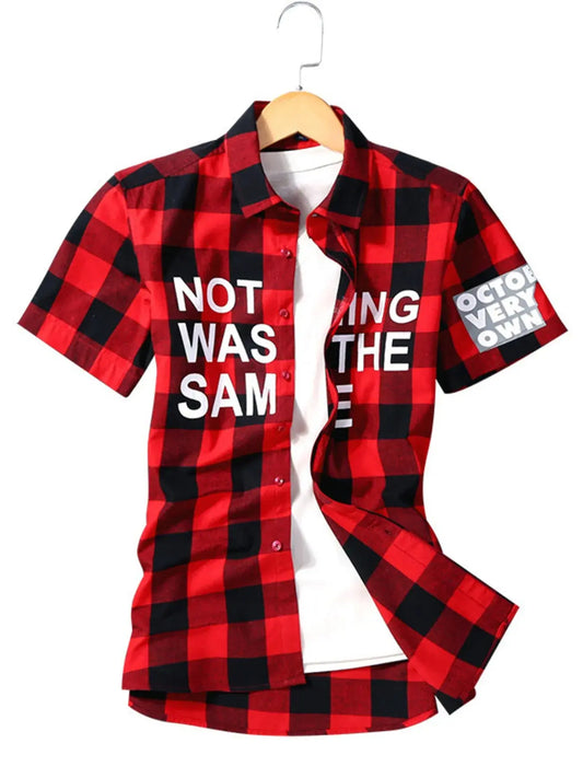 Men's Plus Size Plaid Short Sleeve Shirt Simply Love