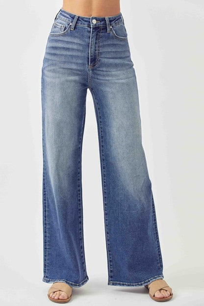 Risen Full Size High Rise Wide Leg Jeans.