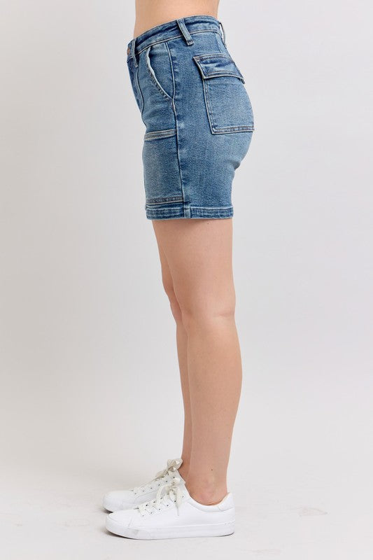 Judy Blue Full Size High Rise Denim Shorts Plus Size Coco’s Tee Boutique