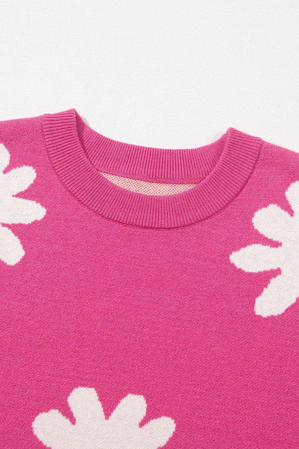 Daisy Round Neck Dropped Shoulder Sweater.