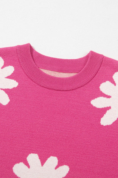 Daisy Round Neck Dropped Shoulder Sweater.