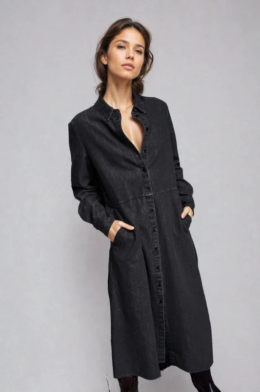 The Sunday Stroll Denim Shirt Dress Button Down Babydoll Fitkitty Culture Athleisure Wear, Yoga Wear & Women's Clothing