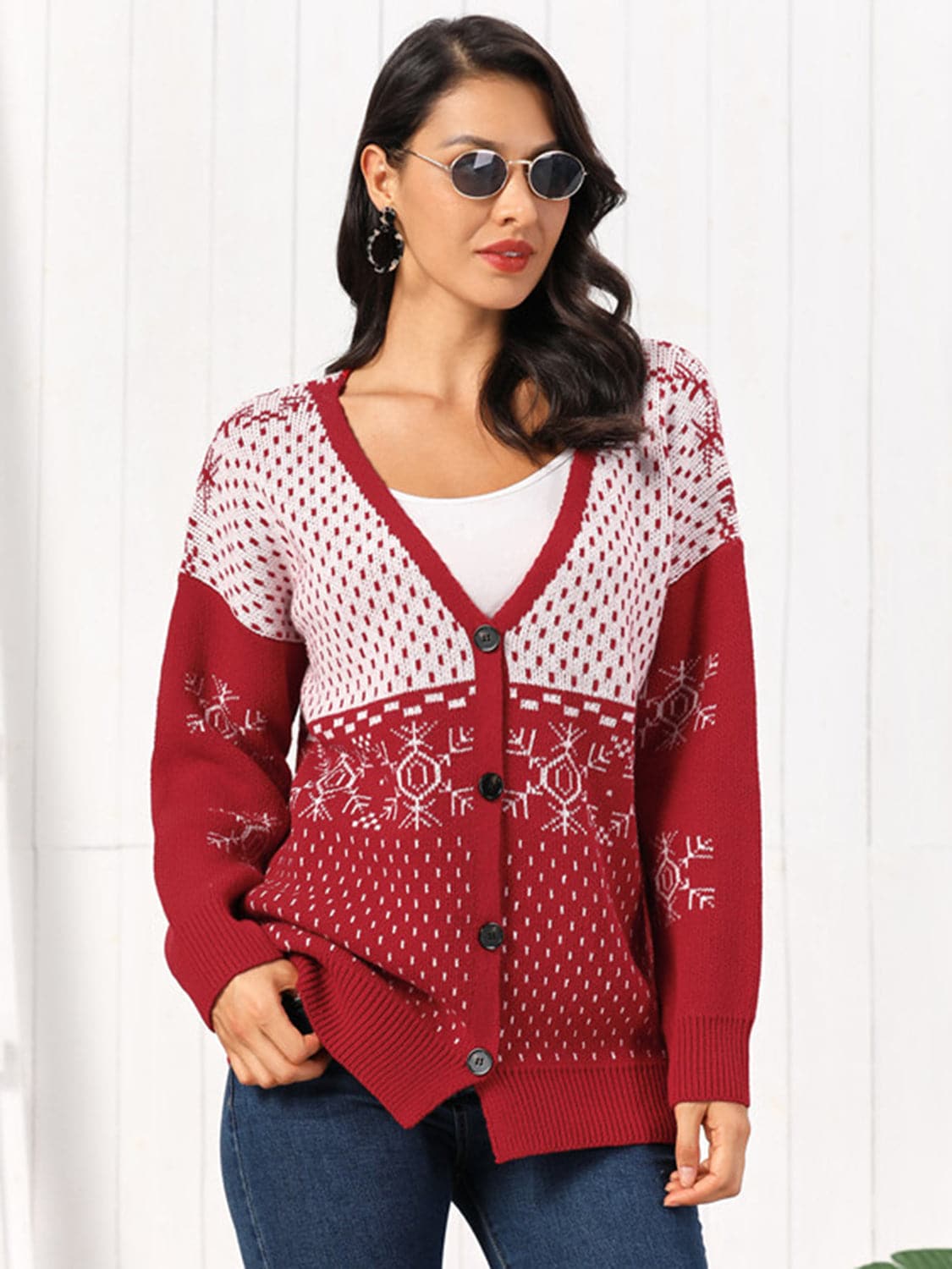 Snowflake Button Down Cardigan.