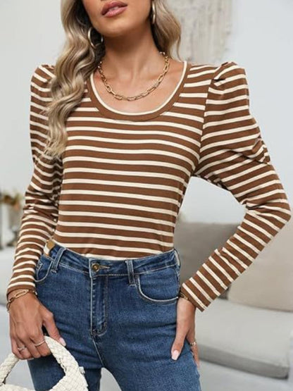 Stylish striped long sleeve tee for versatile fashion