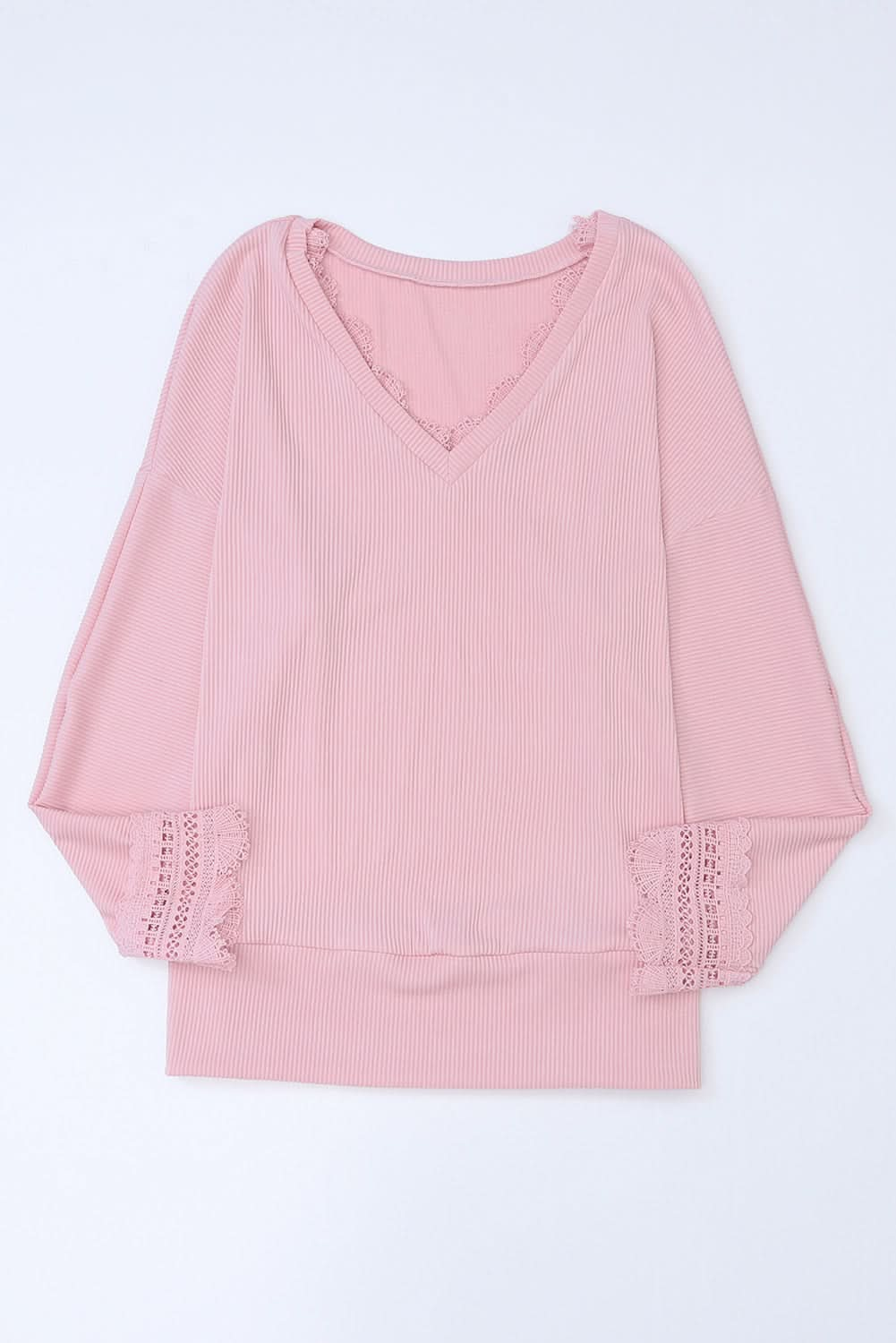 Lace Detail V-Neck Long Sleeve T-Shirt