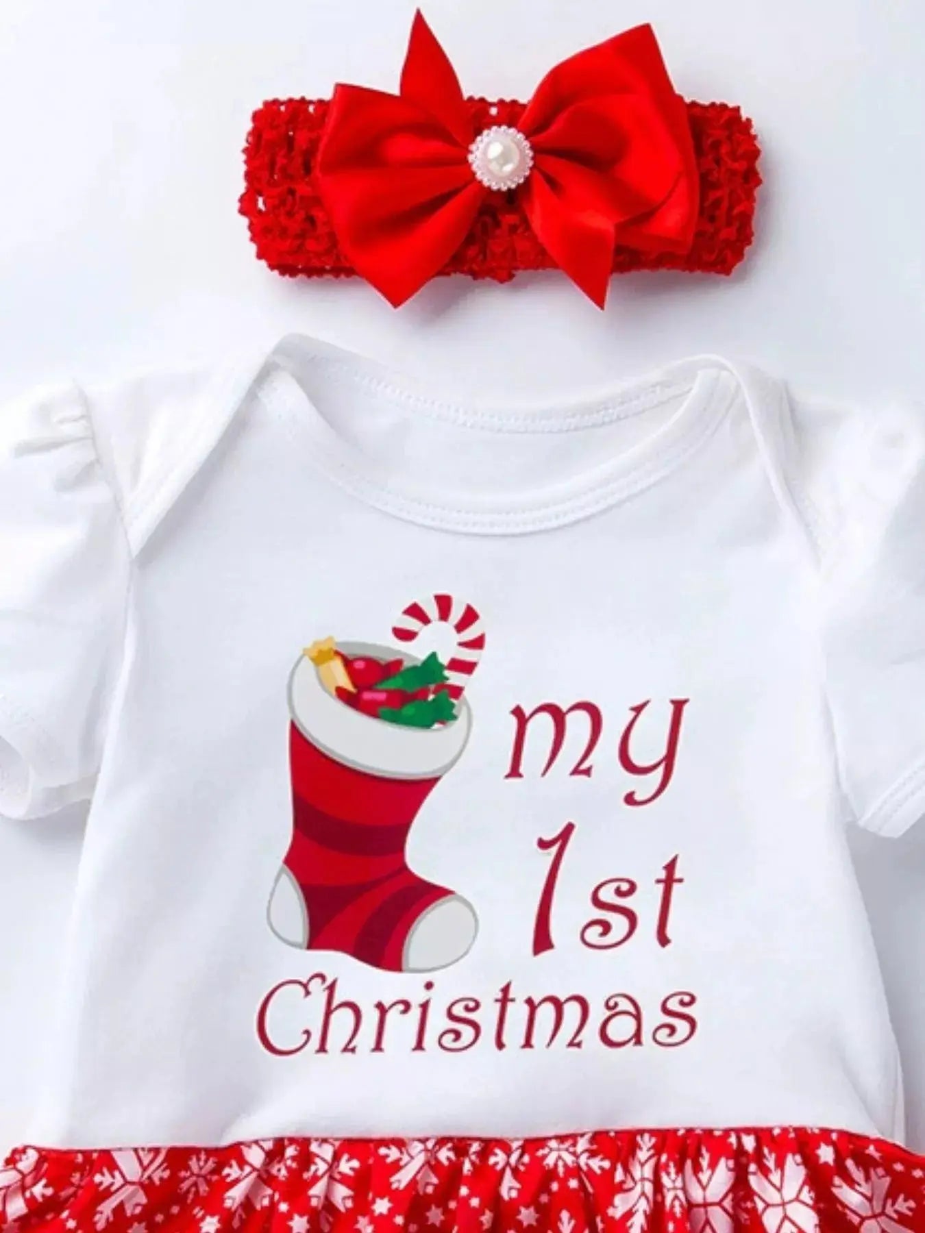 Children's Christmas One Piece Dress with Headband Simply Love