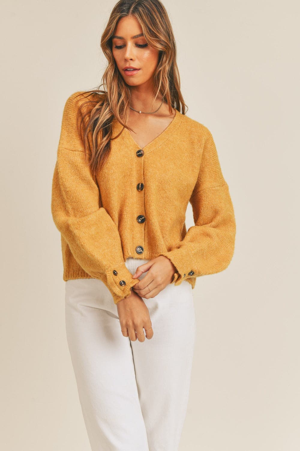 Cozy button-down long sleeve cardigan for stylish layering