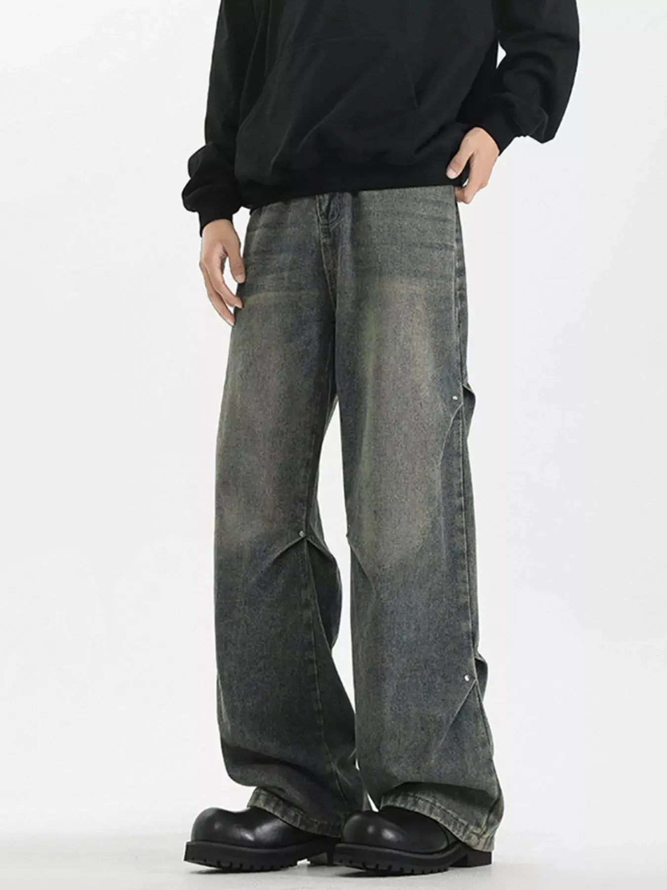 Men's Plus Size Wide Leg Jeans Washed Denim Casual Wear Simply Love