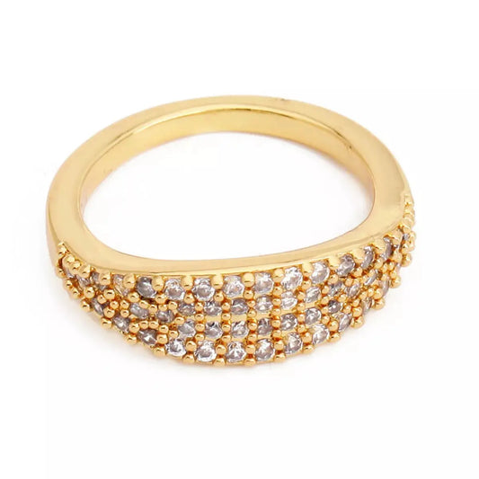 18K Gold-Plated Copper Zircon Round Ring Simply Love