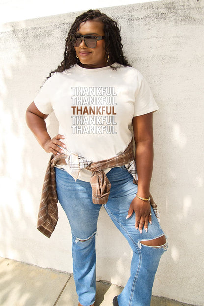 Simply Love Full Size THANKFUL Short Sleeve T-Shirt.