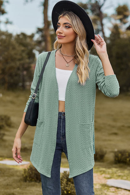 Open Front Long Sleeve Cardigan.