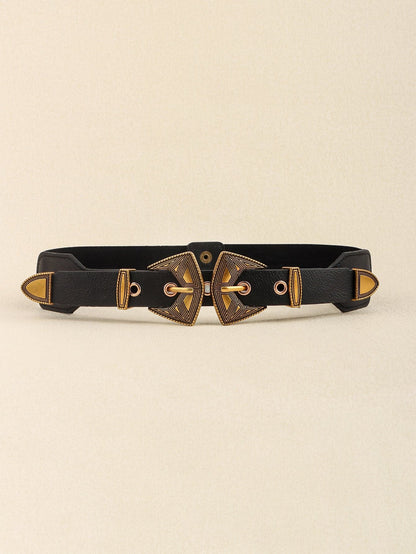 Double Buckle PU Leather Belt.