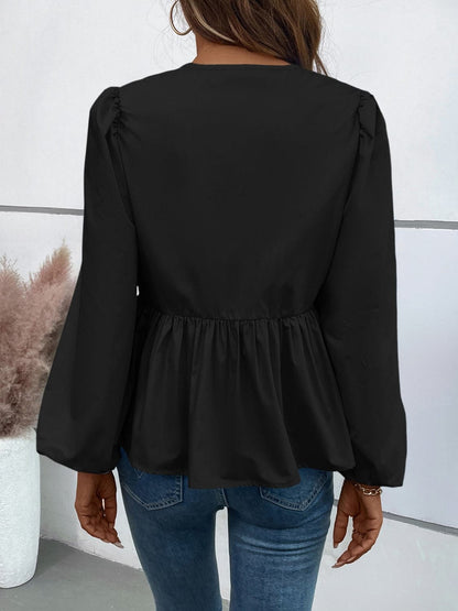 Chic long sleeve peplum top