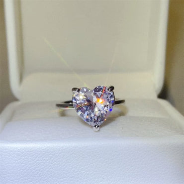 Sparkling 5 carat heart moissanite ring