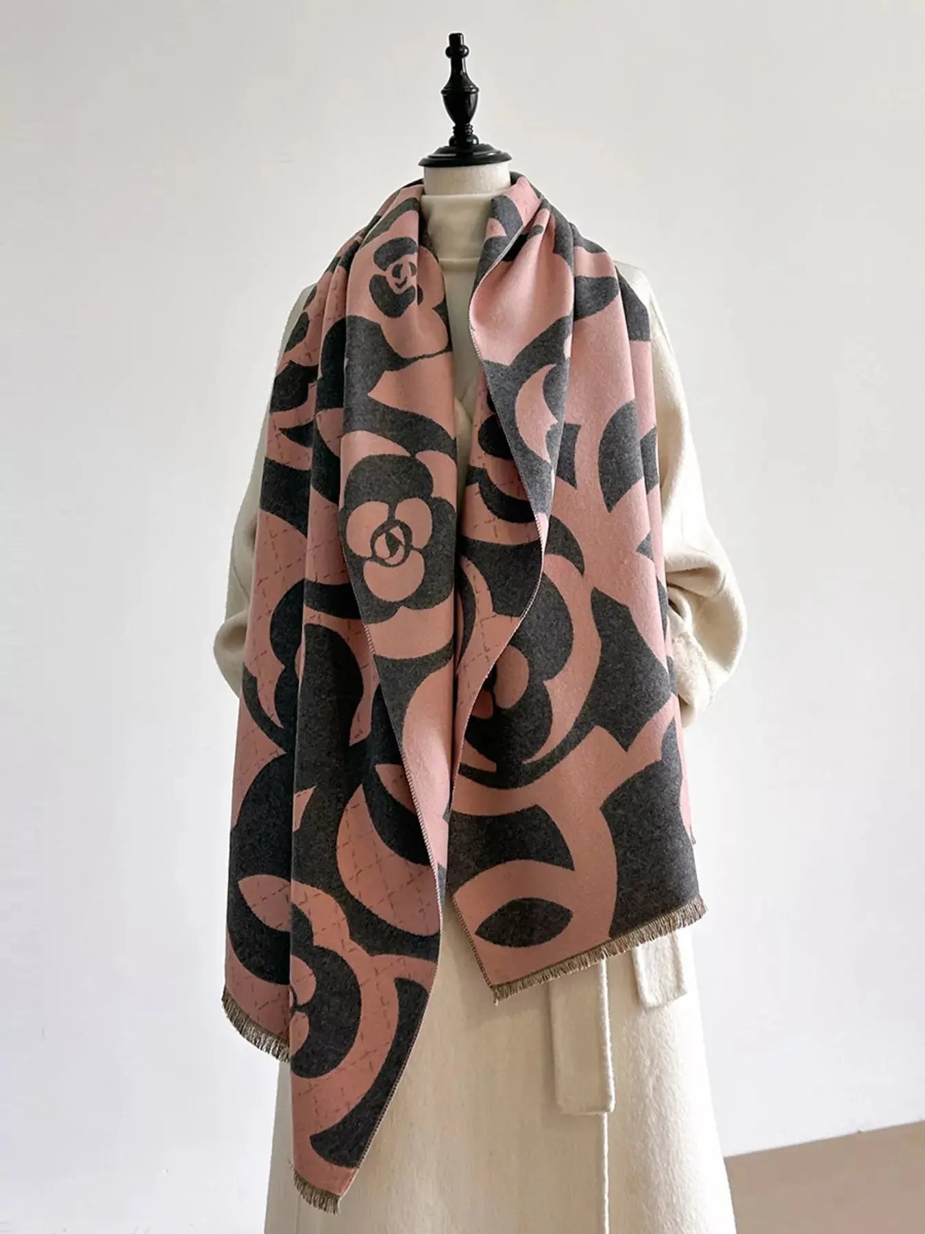 Floral Patterned Warm Scarf Simply Love