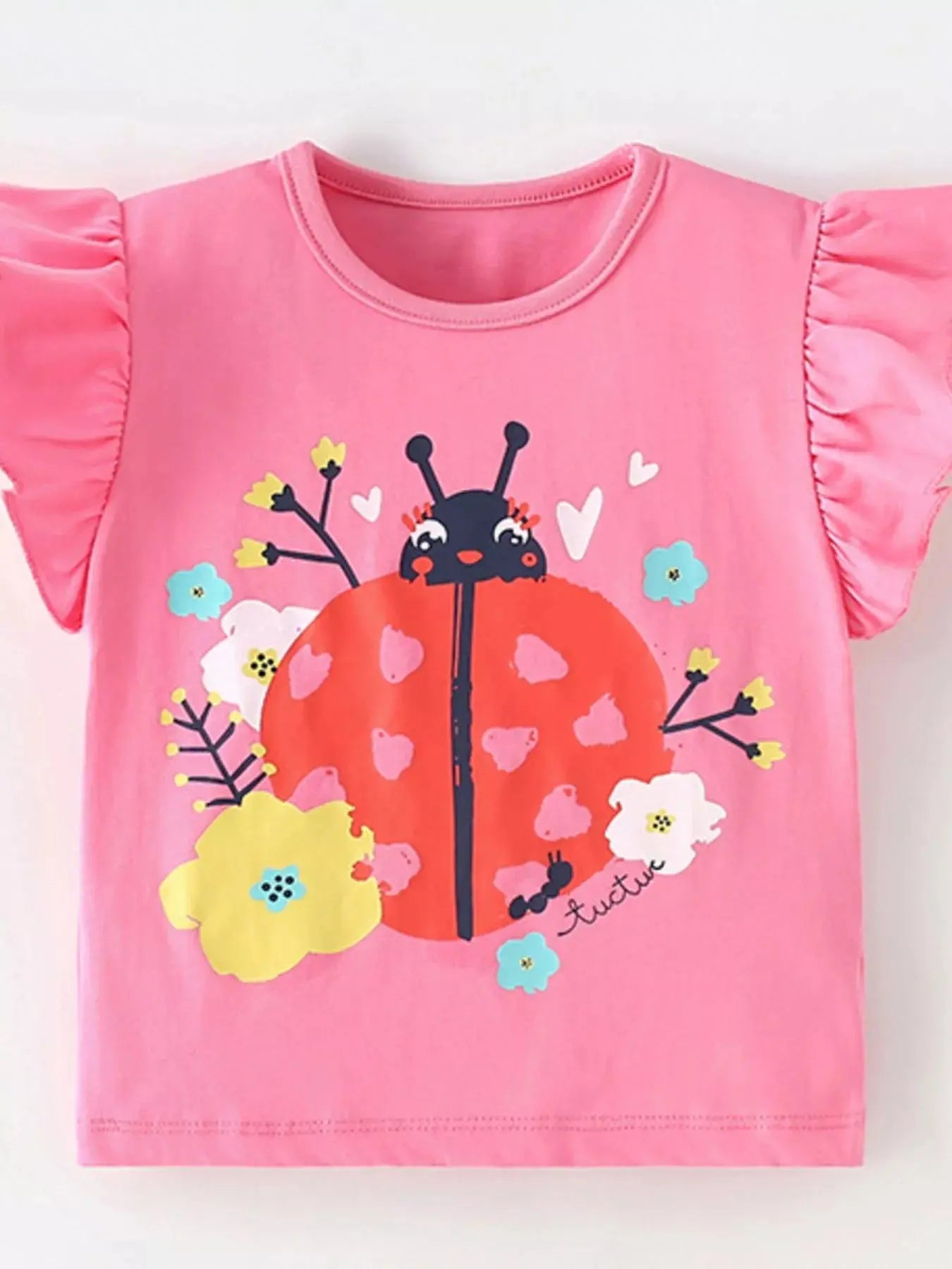Children's Ladybug Graphic Ruffle Sleeve T-Shirt Simply Love