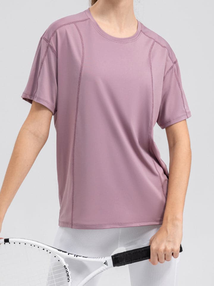 Round Neck Short Sleeve Active Top.