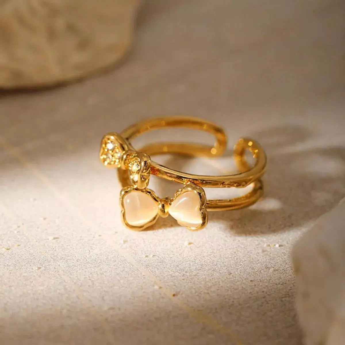 18K Gold-Plated Bow Open Ring Simply Love