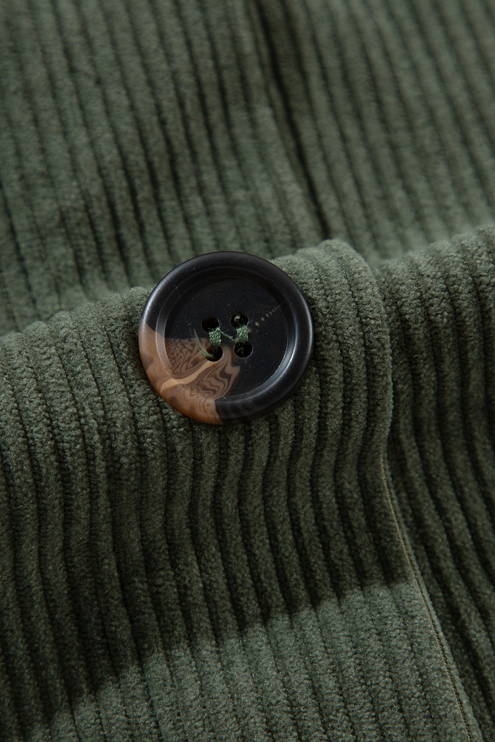 Jungle Green Corduroy Hooded Shacket with Contrast Details