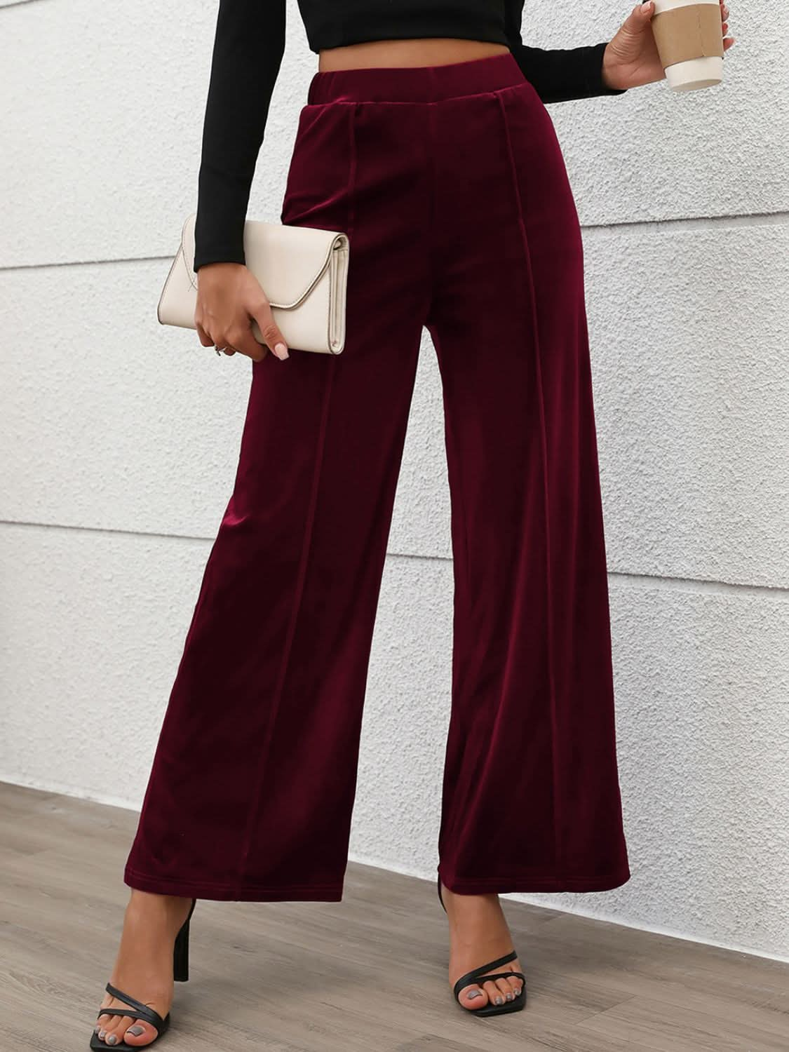 Relaxed Fit High-Waist Wide Leg Trousers