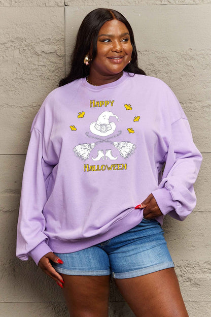 Simply Love Full Size HAPPY HALLOWEEN Graphic Sweatshirt.