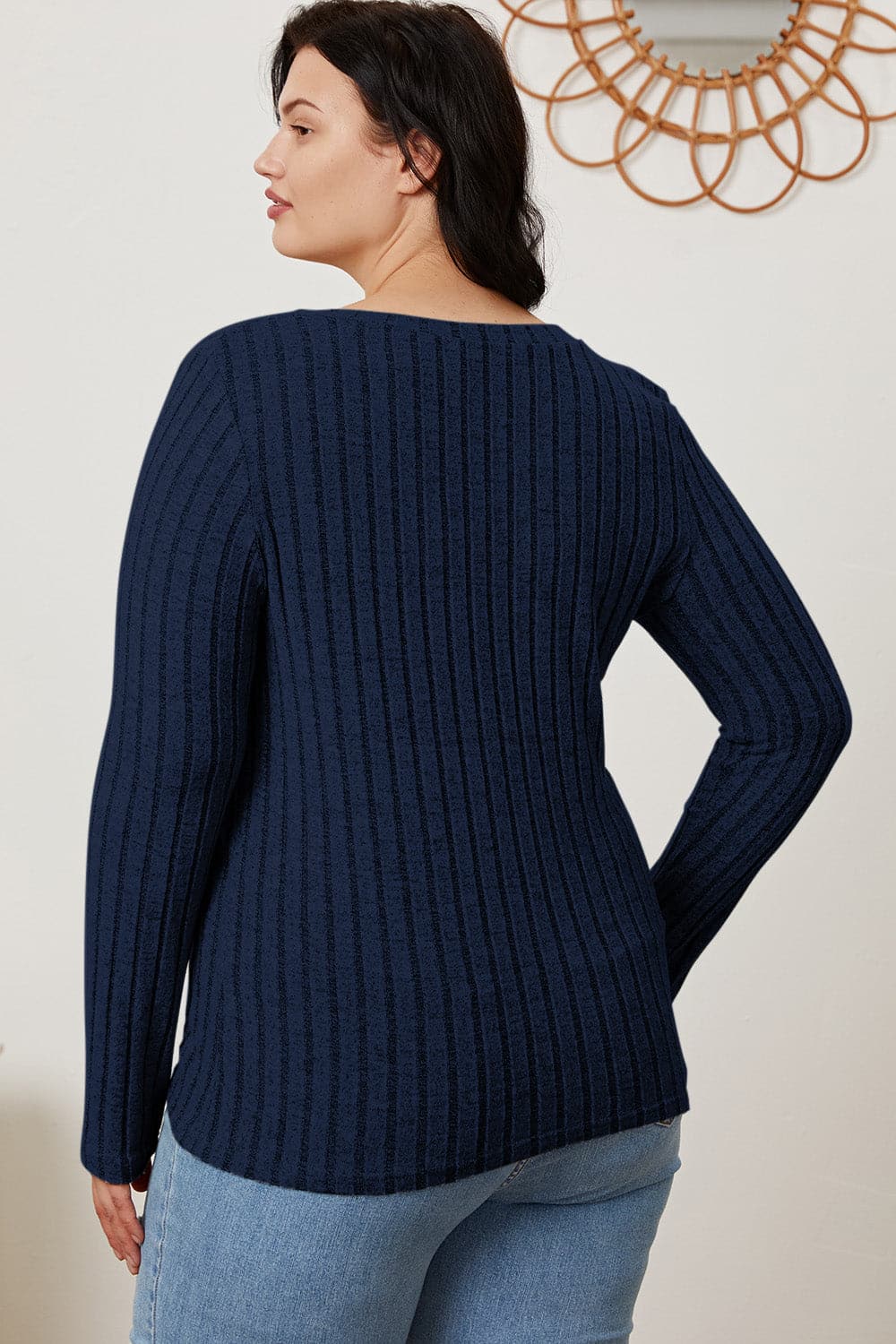 Versatile ribbed v-neck long sleeve tee for every occasion