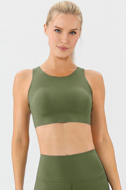 Round Neck Wide Strap Active Bra.