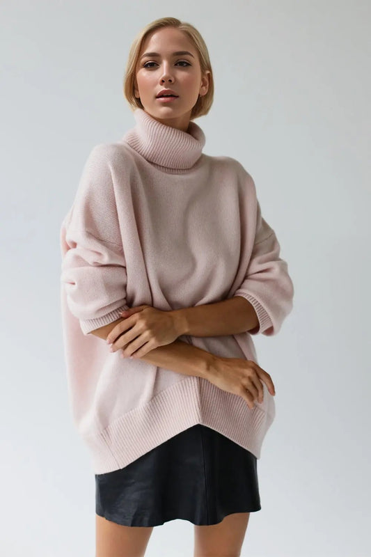 Basic Bae Turtleneck Dropped Shoulder Long Sleeve Sweater - Love Salve