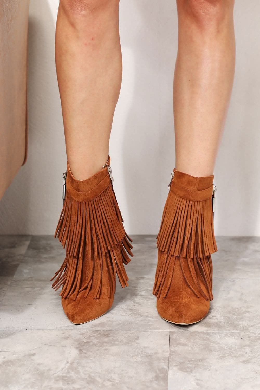 Chic women's tassel wedge ankle booties for stylish elegance - Love Salve 