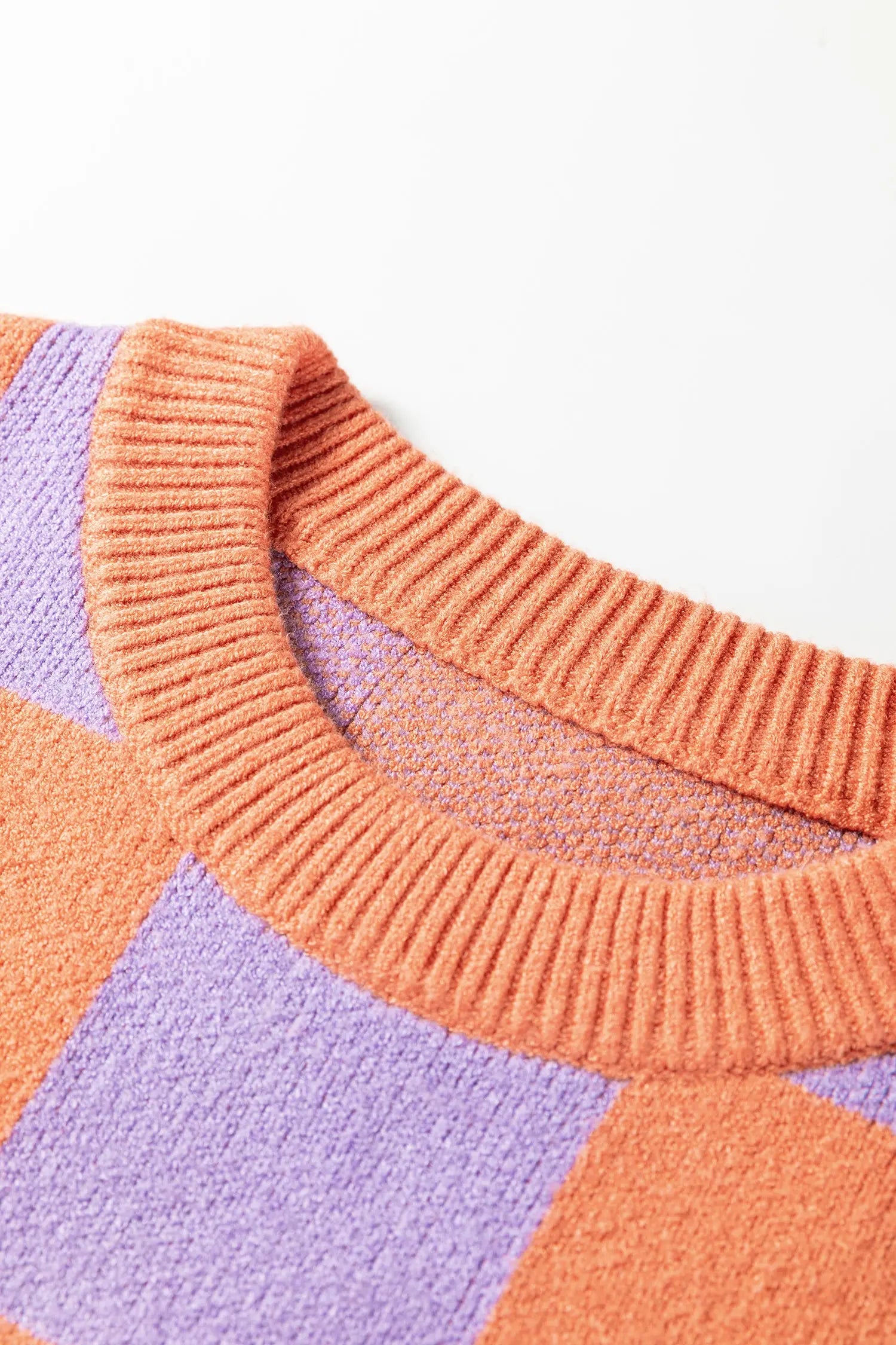 Dear-Lover Orange Knit Sweater Women's Daily Wear Cozy Checkered Knitwear Dear-Lover Dropshipping