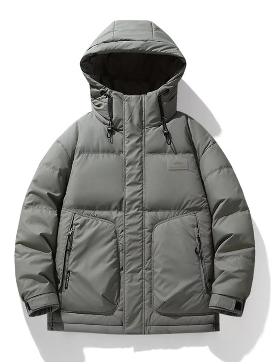 Men's Plus Size Hooded Puffer Jacket with Drawstring Hem Simply Love