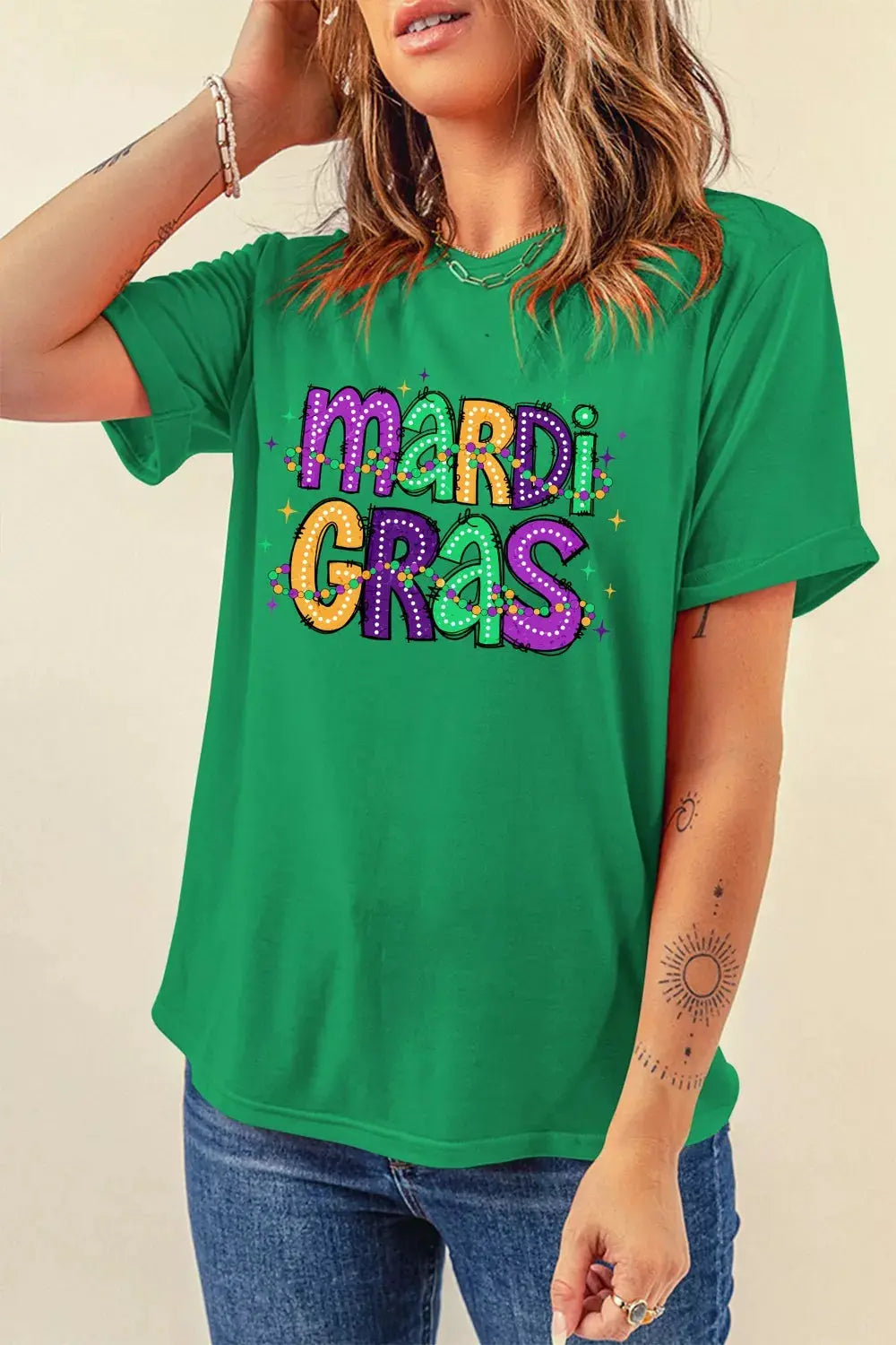 MARDI GRAS Delightful Letter Graphic T Shirt Simply Love
