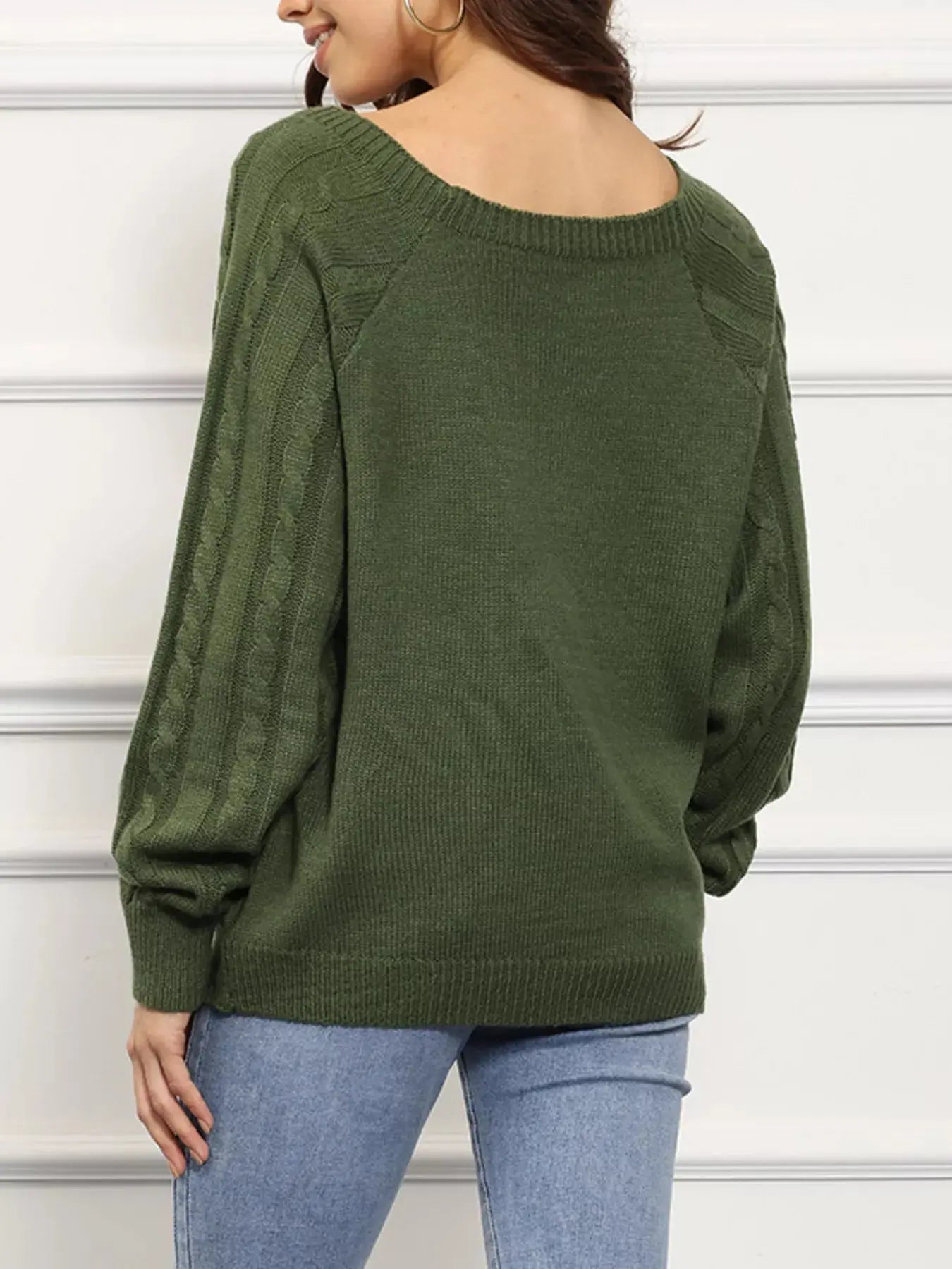 Cable Knit Boat Neck Sweater Simply Love