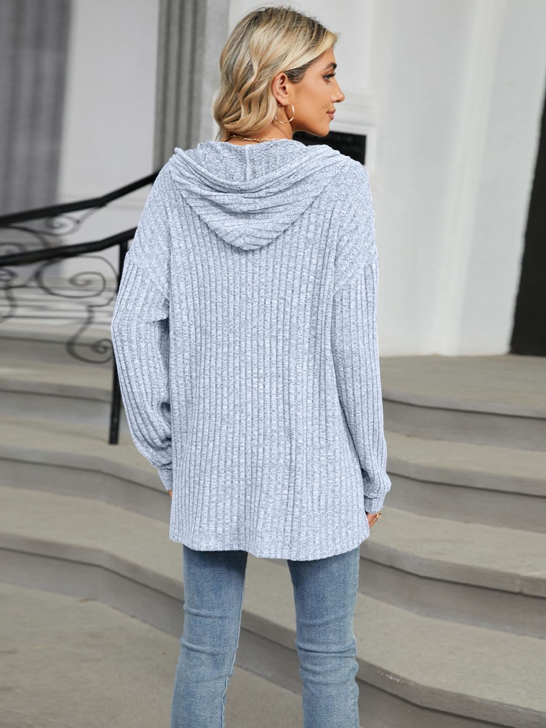 Chic button-up hooded top