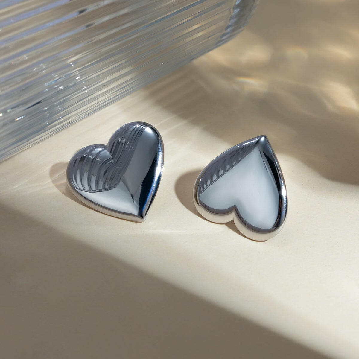 Stainless Steel Heart Stud Earrings.