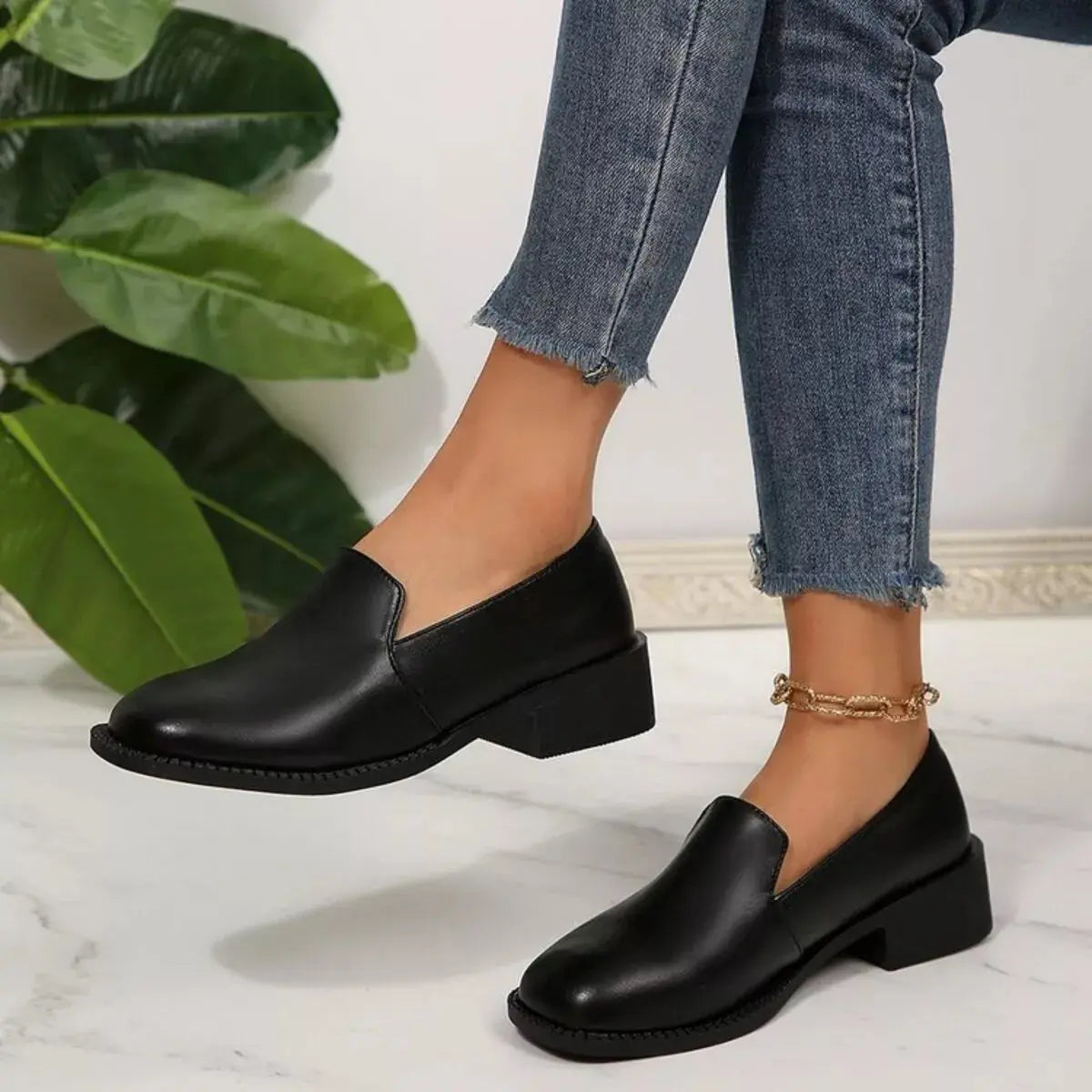 Round Toe Block Heels Loafers Simply Love
